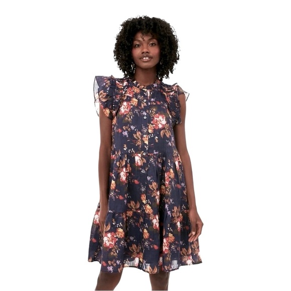 Sea New York Dresses & Skirts - Sea New York Navy and Orange Floral Midi Dress